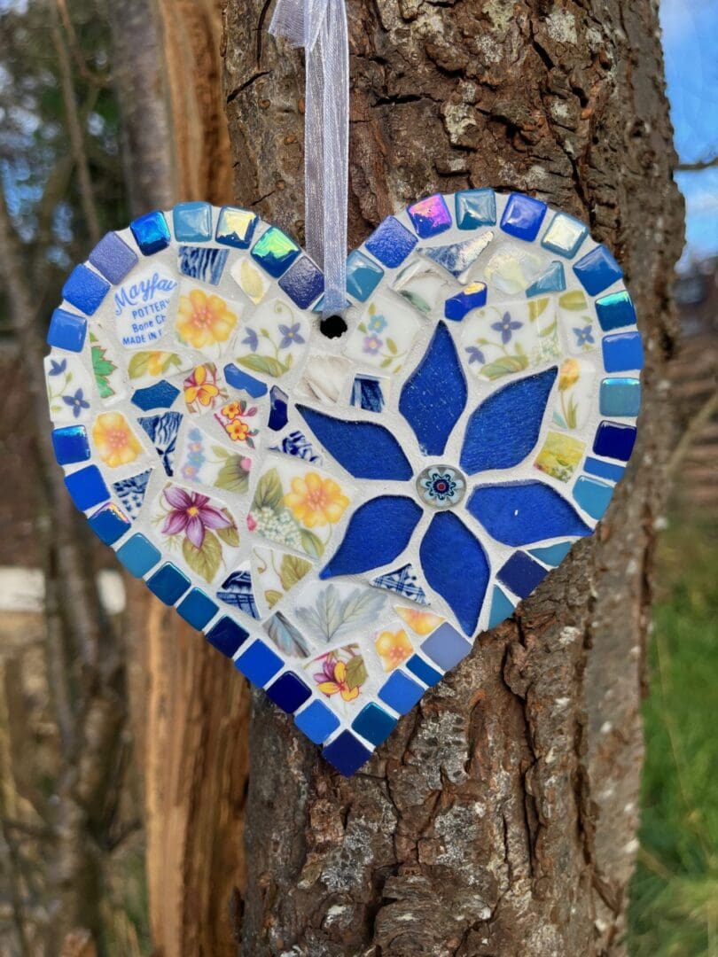 Storybook Mosaic Heart - made from broken pieces of Vintage china, gift for someone who loves meaningful gift. - Image 2