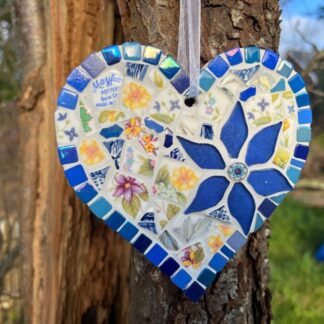 Storybook Mosaic Heart - made from broken pieces of Vintage china, gift for someone who loves meaningful gift.