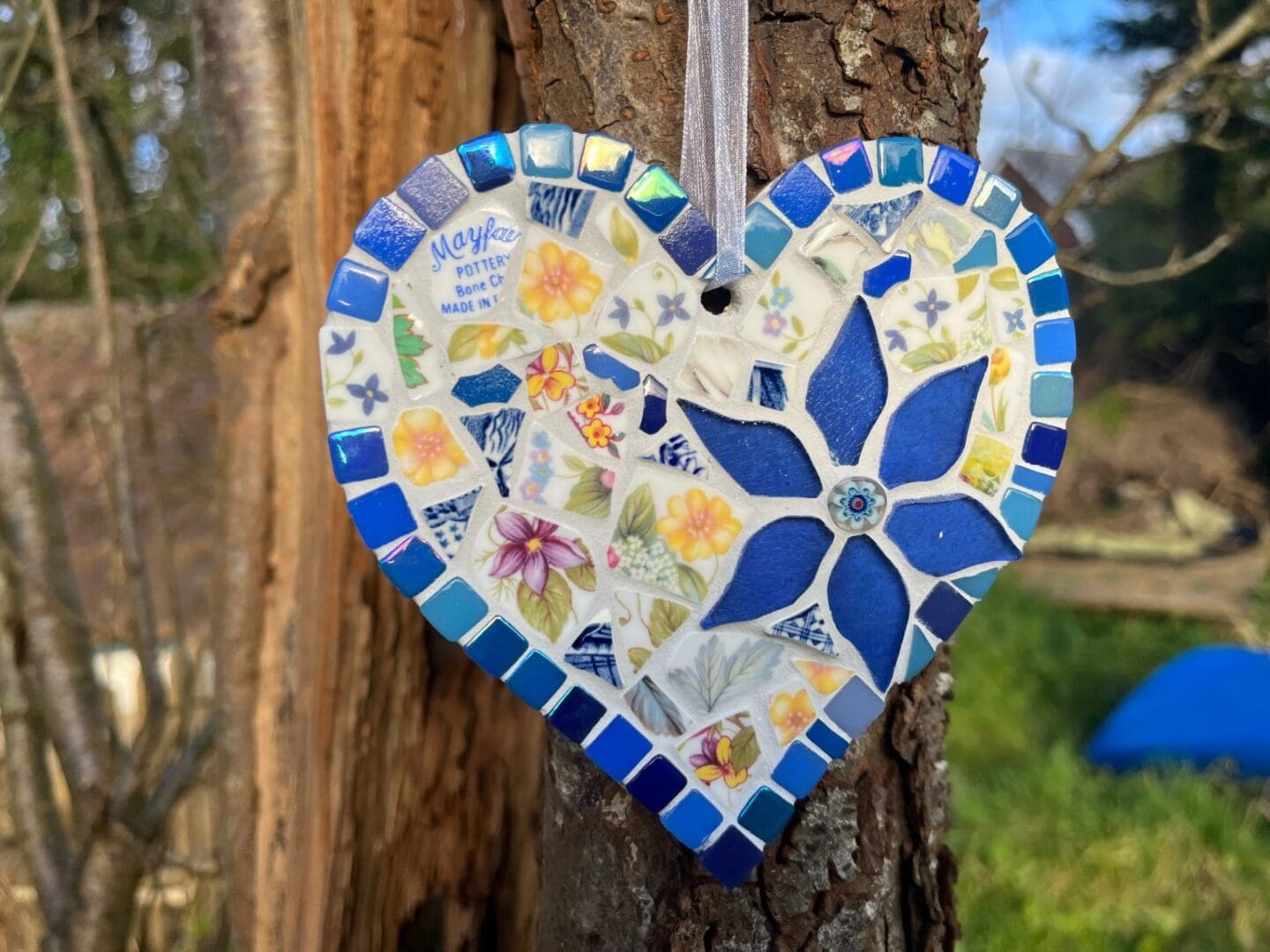 Storybook Mosaic Heart - made from broken pieces of Vintage china, gift for someone who loves meaningful gift.