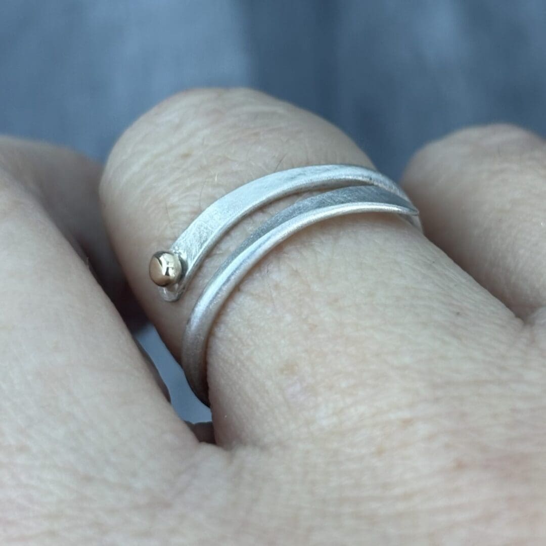 Wrap over Silver and Gold Ring - Image 6