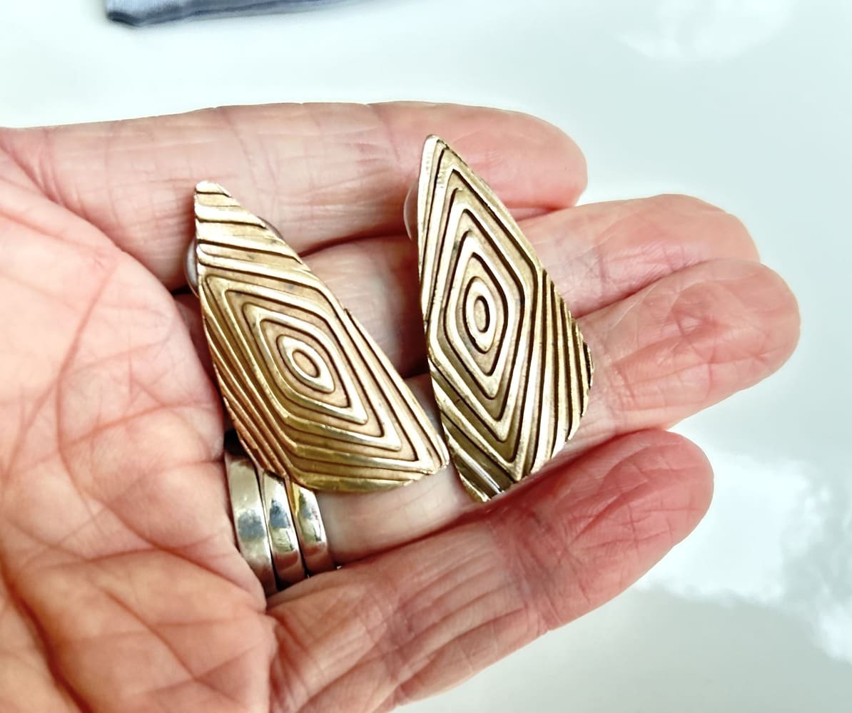 Bronze Geometric Handcrafted Earrings - Image 4