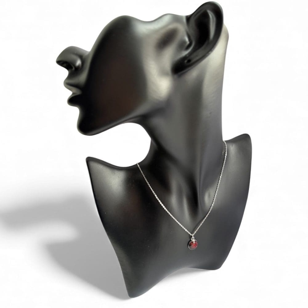 Crimson Molten Ember Pendant Necklace– Handmade Resin Jewellery - Image 6