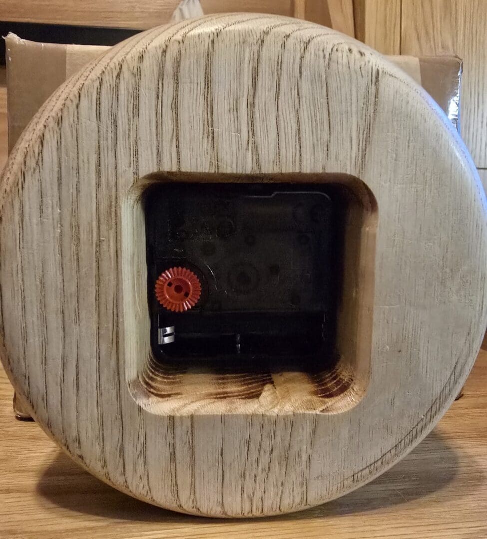 Hand-Turned Sweet Chestnut Mantle Clock with Green Resin Inlay - Image 5