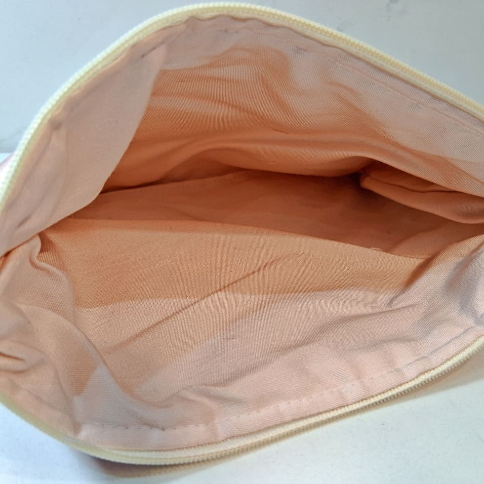 Pale Pink Floral Recycled Silk Japanese Kimono Obi Zip Clutch Purse with Wristlet Strap - Image 7