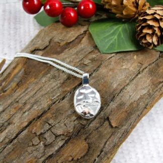 silver nugget necklace rugged textured landscape with copper