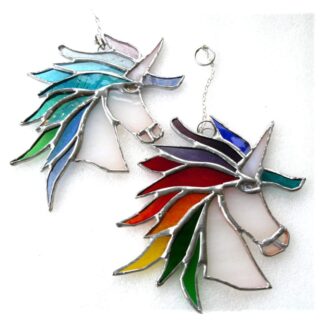 Stained glass unicorn pastel rainbow suncatcher handmade decoration