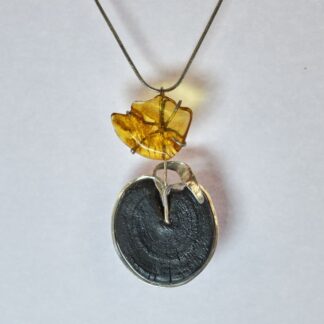 Amber Flower Eucalyptus pendant