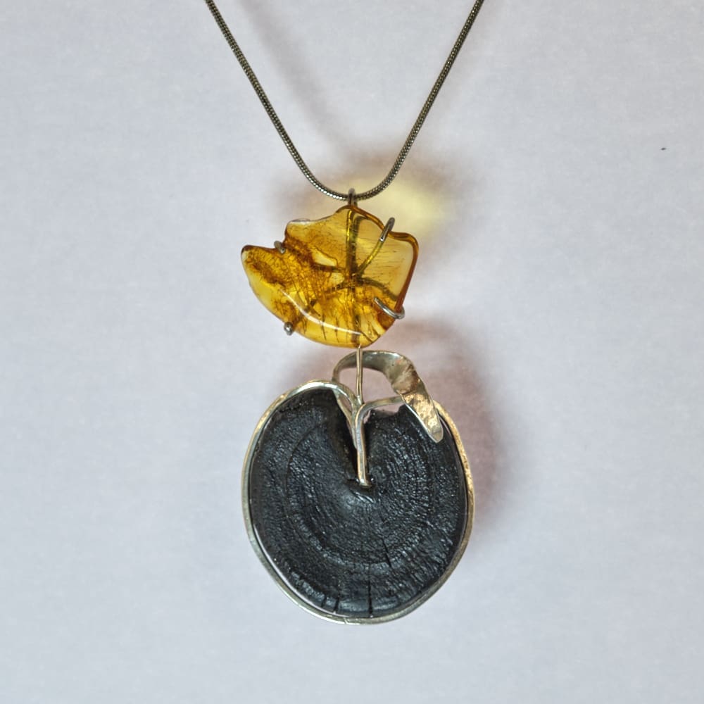 Amber Flower Eucalyptus pendant