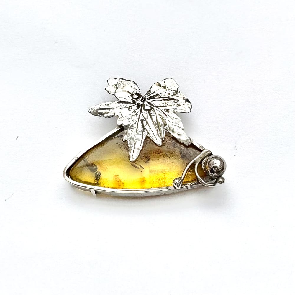 Amber Triangle Leaf pendant - Image 2