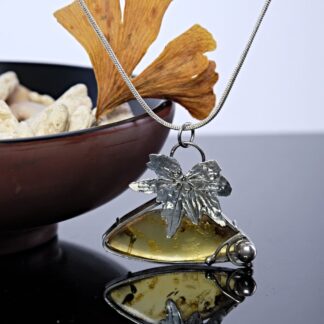 Amber Triangle Leaf pendant