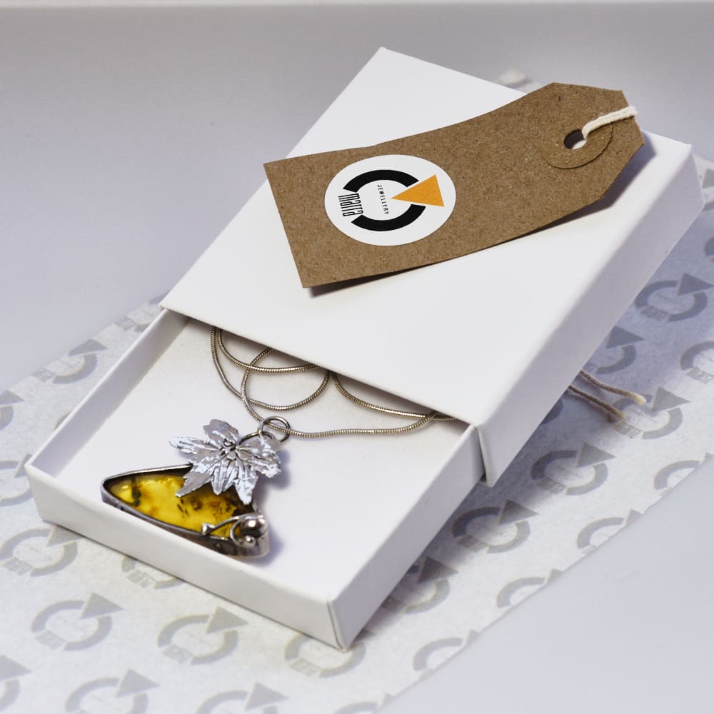 Amber Triangle Leaf pendant - Image 6