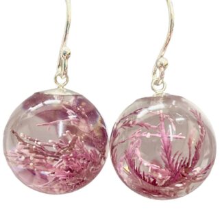 Real Seaweed resin earrings- Pink
