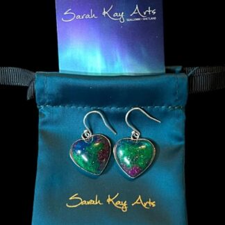 Aurora borealis love heart earrings.