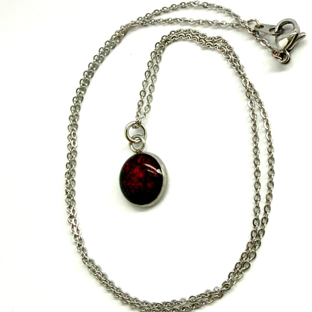Crimson Molten Ember Pendant Necklace– Handmade Resin Jewellery - Image 5