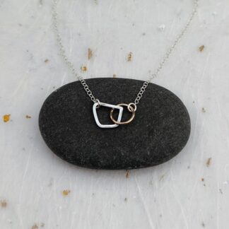 recycled sterling silver and filled gold wire linked necklace
