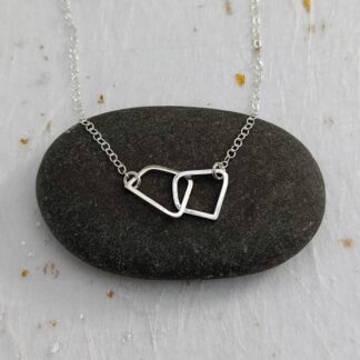 recycled square sterling silver wire linked shaped necklace
