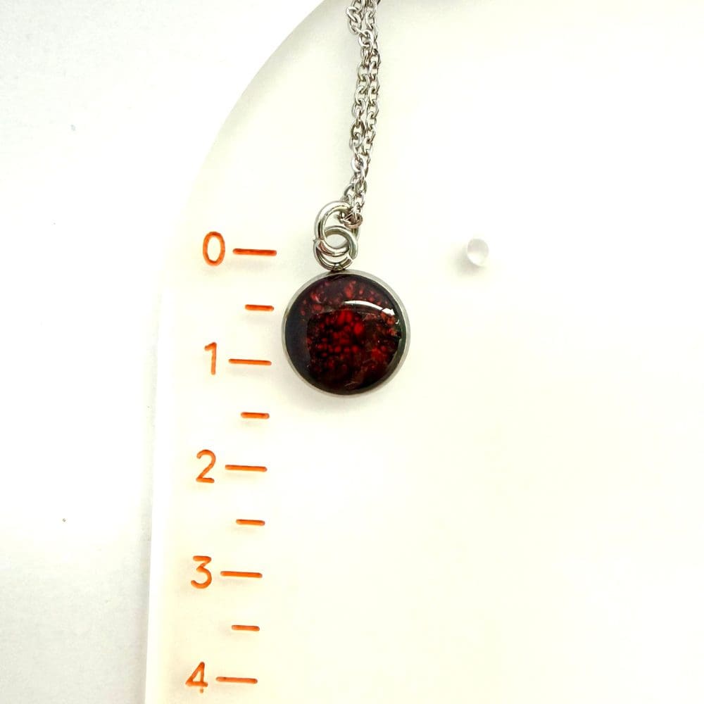 Crimson Molten Ember Pendant Necklace– Handmade Resin Jewellery - Image 4