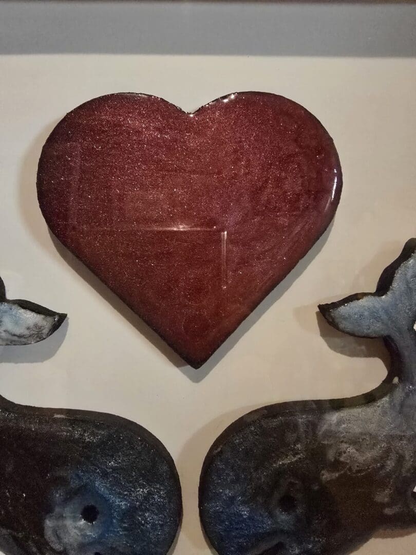 Handcrafted Resin Wall Art – Paired Hearts Whales - Image 6