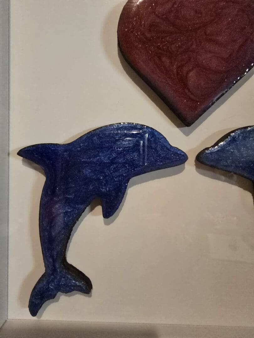 Handcrafted Resin Wall Art – Paired Hearts Dolphins - Image 4