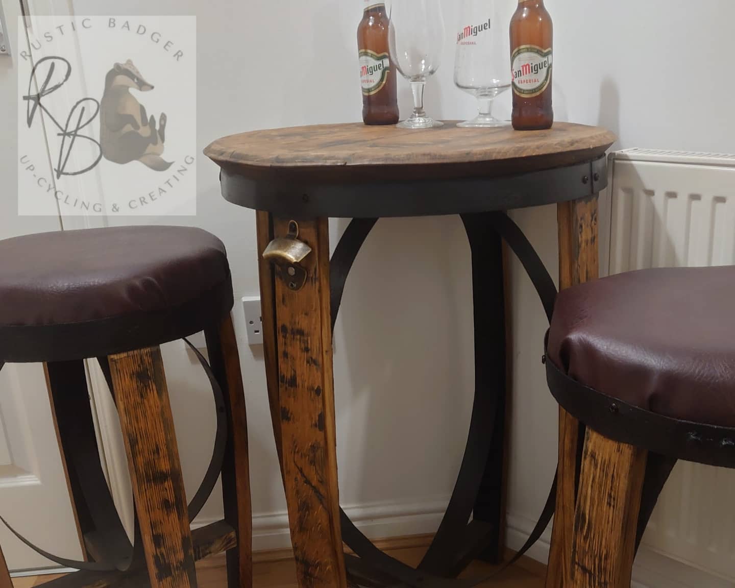 Pub Style Table Made from Oak Whisky Barrel - Image 2