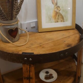 rustic oak end side lamp table