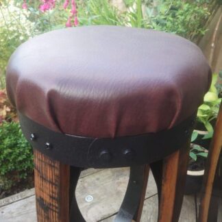 Single Bar Stool In Brown PVC Made From Whisky Barrel Oak