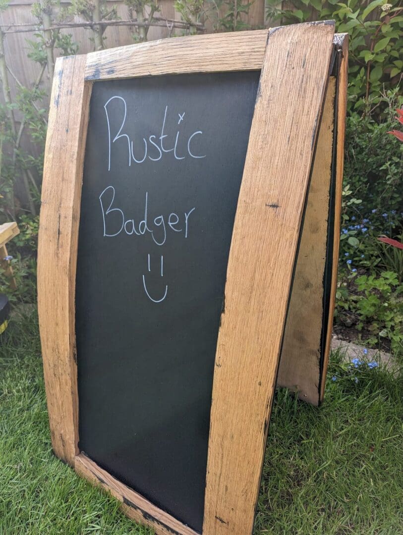 rustic oak wood pavement a frame chalkboard