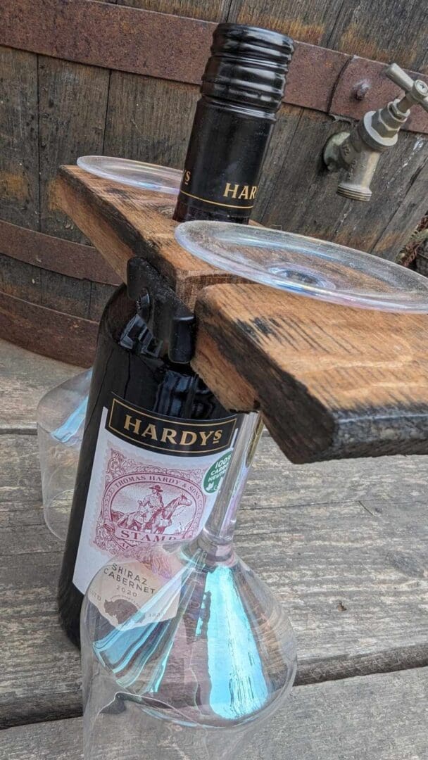 Oak Wine & Glass Bottle Butler - Made From Whisky Barrel Oak - Image 3