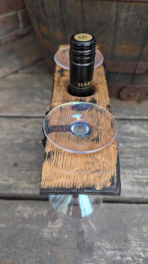 Oak Wine & Glass Bottle Butler - Made From Whisky Barrel Oak - Image 4