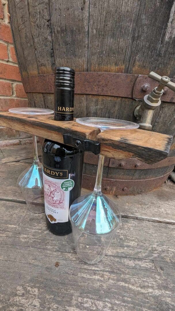 Oak Wine & Glass Bottle Butler - Made From Whisky Barrel Oak - Image 6