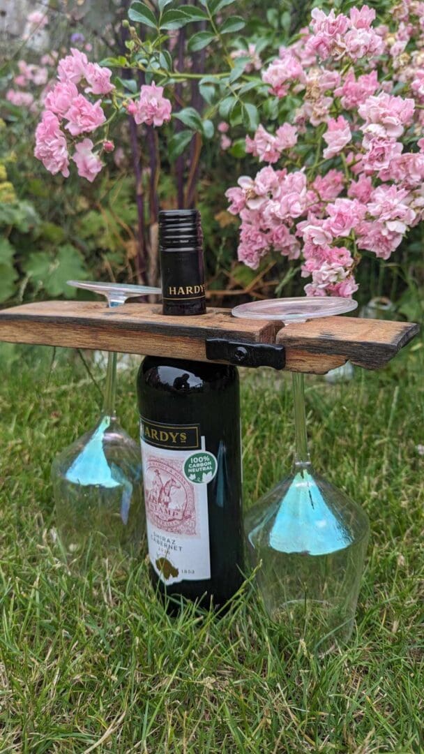 Oak Wine & Glass Bottle Butler - Made From Whisky Barrel Oak - Image 7