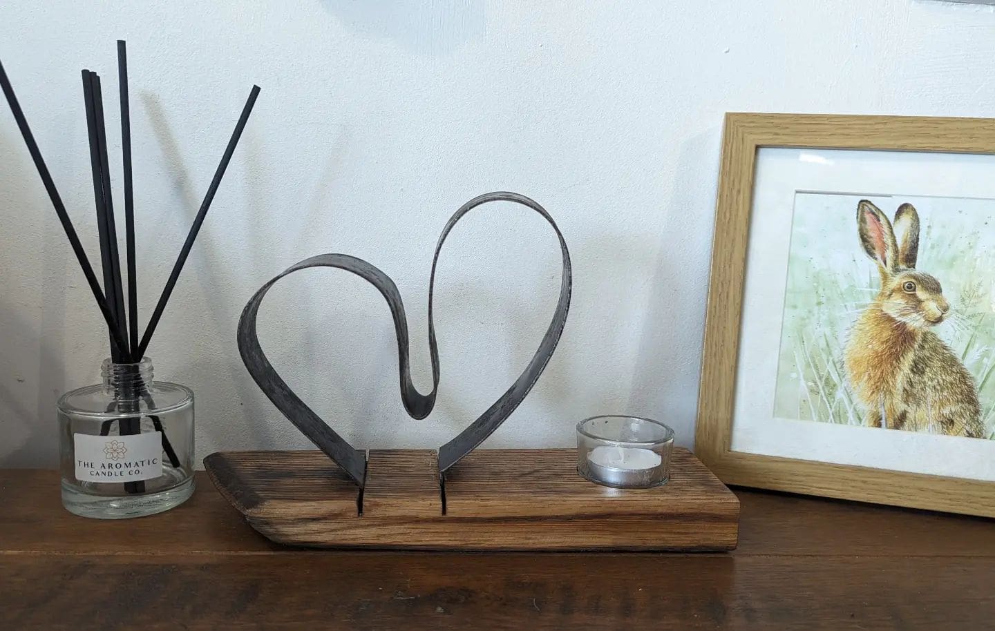 Whisky Barrel Hoop Heart Candle Holder - Image 2