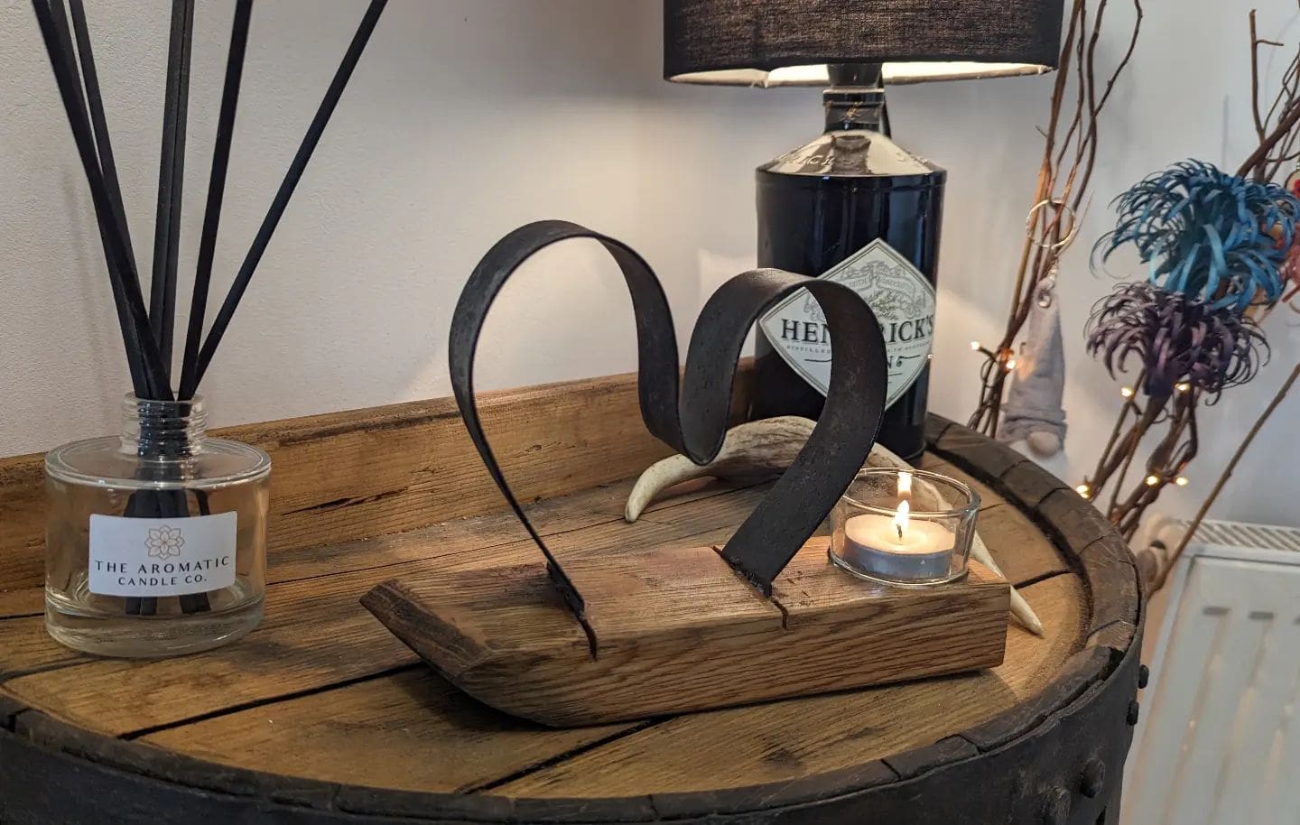 Whisky Barrel Hoop Heart Candle Holder - Image 3