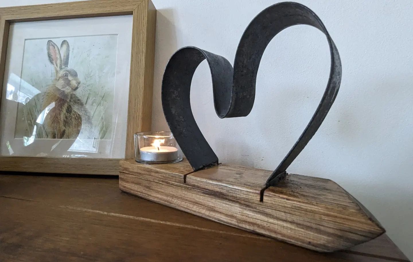 Whisky Barrel Hoop Heart Candle Holder - Image 4