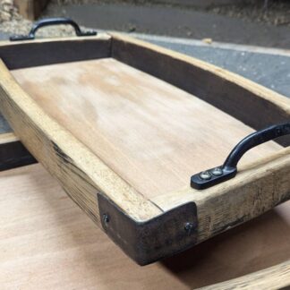 rustic oak tray made from whisky barrel oak