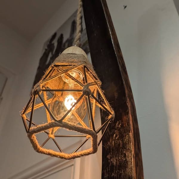Floor Lamp Made From Whisky Barrel Oak - Image 6