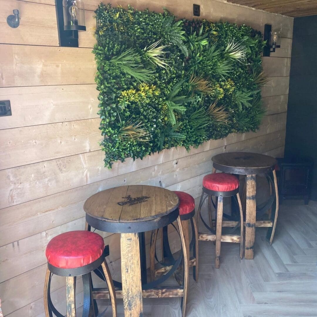 Whisky Barrel Bar Stools and Table Set - Image 7