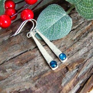 Silver and Blue Paua Shell Dropper Earrings
