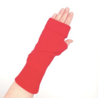 Cashmere Fingerless gloves/wristwarmers -red
