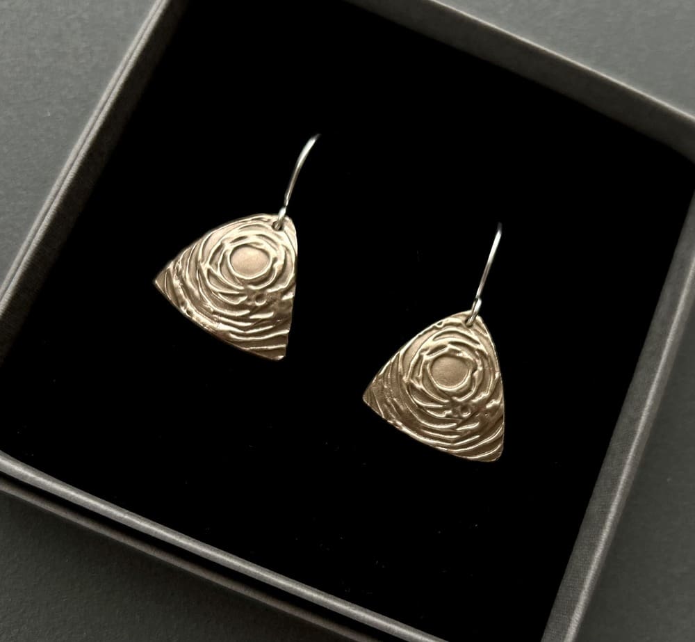 Bronze Triangular Earrings - Handcrafted Jewellery - Image 3