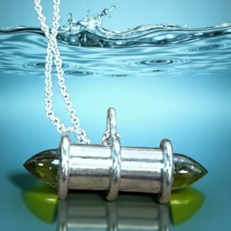 Bullet shaped Silver gemstone set pendant