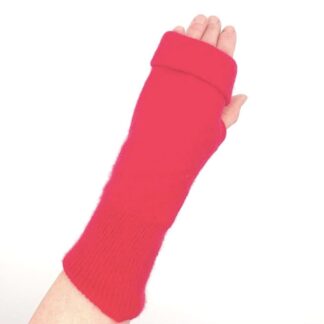 Cashmere Fingerless gloves/wristwarmers -cherry red
