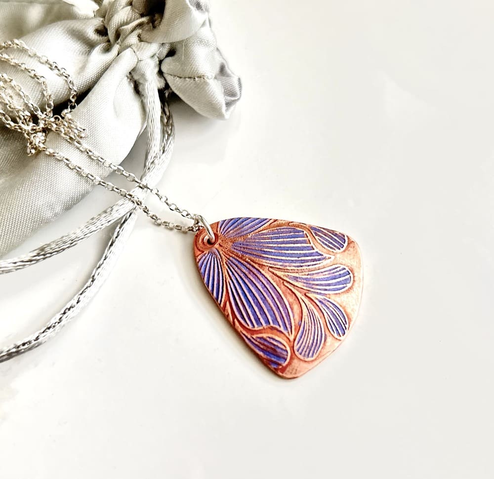 Copper Handcrafted Flower Pendant Necklace - Image 4