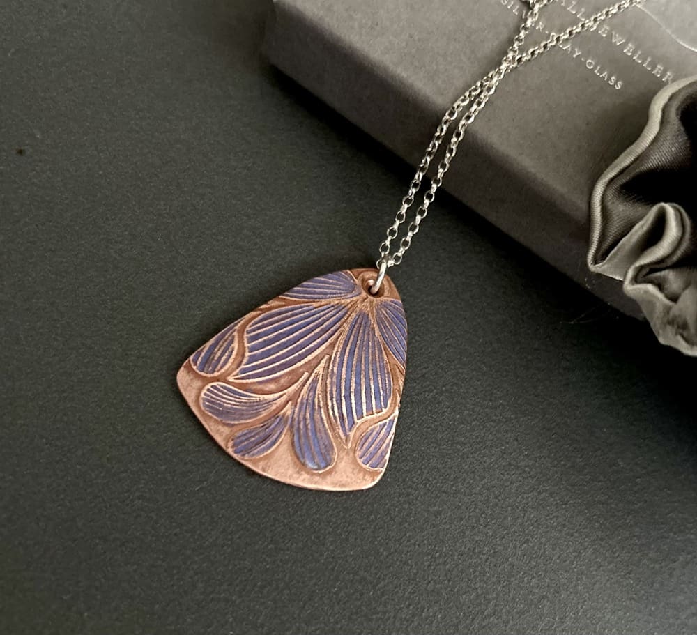 Copper Handcrafted Flower Pendant Necklace - Image 2
