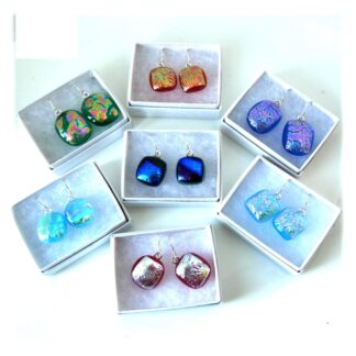 Dichroic fused glass earrings set 5