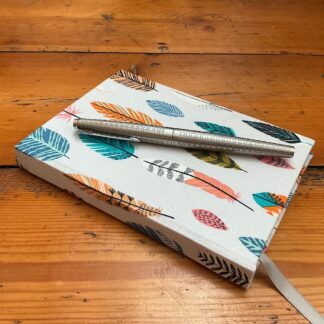 Small Handmade Notebook with a Feather Design Cover