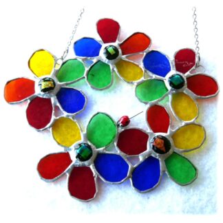 Flower Wreath rainbow stained glass suncatcher handmade mothers day