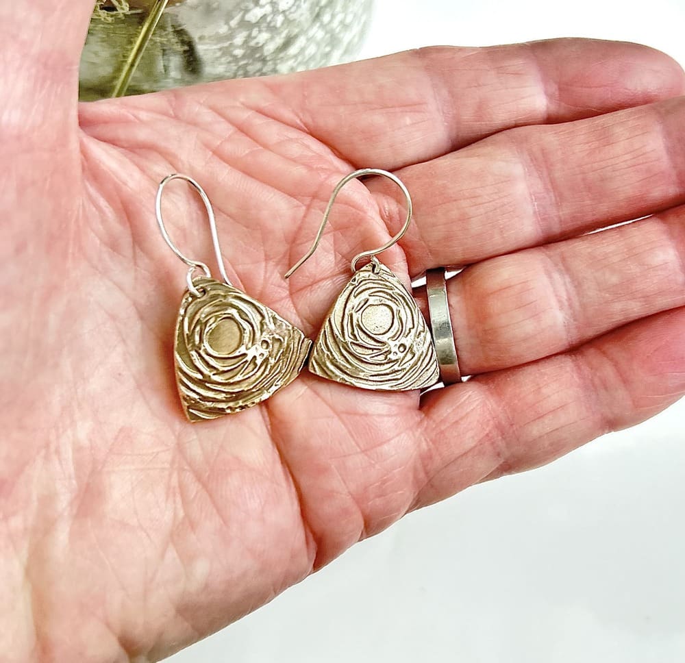 Bronze Triangular Earrings - Handcrafted Jewellery - Image 4