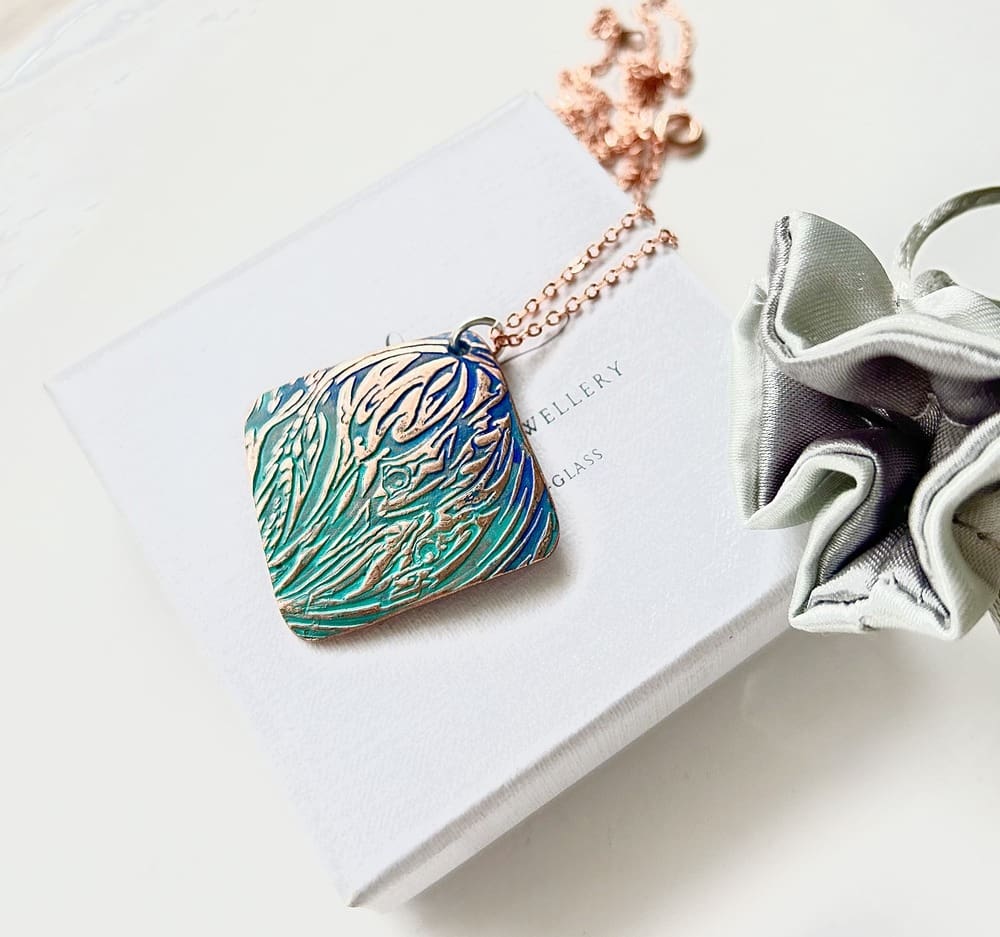 Handcrafted Copper Painted Pendant Necklace - Image 2