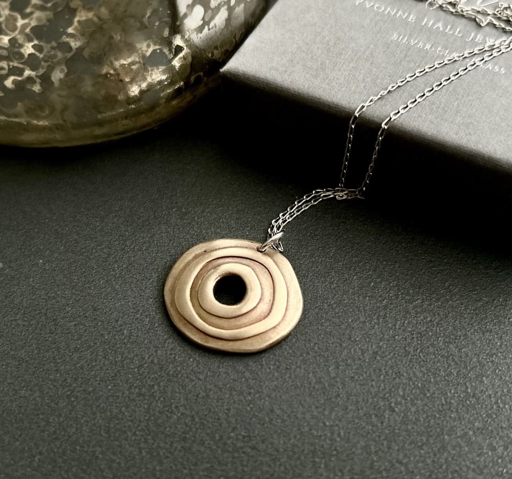 Bronze Circular Embossed Pendant Necklace - Image 2